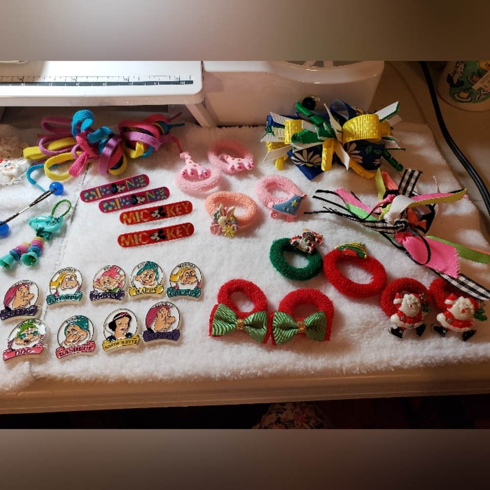 Colorful Kids Hair Accessories 44  Pieces &  One holiday stocking